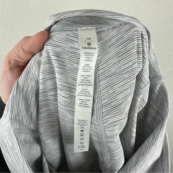 Lululemon White Gray Wunder Under Crop High Rise Roll Down Scallop Leggings 10 - Picture 5 of 5